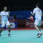 Selebrasi Fajar/Rian setelah mengalahkan Huang Kai Xiang/Liu Cheng